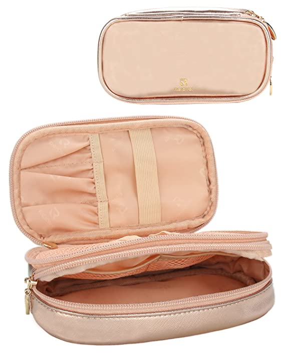 MONSTINA Makeup Bag for Women,Pouch Bag,Makeup Brush Bags Travel Kit Organizer Cosmetic Bag (gold)