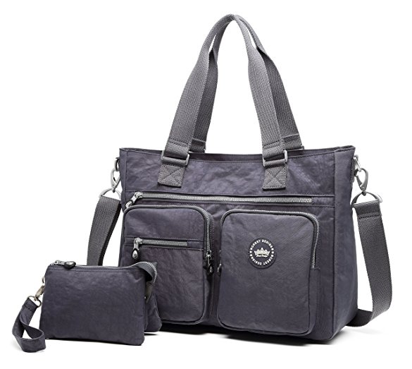 Crest Design Women's Nylon Shoulder Bag Crossbody Handbag (2Pcs Set)