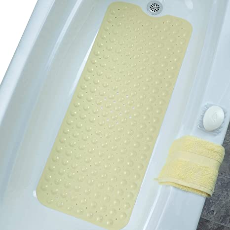 SlipX Solutions Extra Long Vinyl Bath Mat (Yellow, 99cm X 40cm)