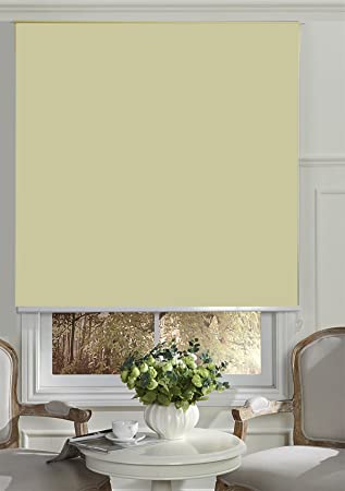 BERYHOME Cristal Blackout Cordless Room Darkening Roller Shades/Blinds. 20 Beautiful Colors Available. (W73''xH68'', Natural)