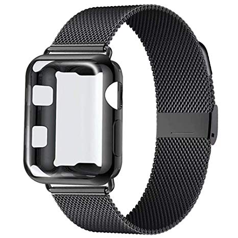 GBPOOT Compatible for Apple Watch Band 38mm 40mm 42mm 44mm with Screen Protector Case, Sports Wristband Strap Replacement Band with Protective Case for Iwatch Series 4/3/2/1