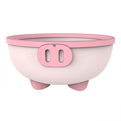 KIDSMILE Multi-Purpose Baby Plastic Wash Basin, Thickened Anti-Skid High Capacity Cartoon Baby Washing Basin, Lovely Piggy, Pink