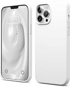 elago Coque Silicone Liquide Compatible avec iPhone 13 Pro Max (6.7"), Case en Silicone Premium, Étui Protection Complète - Cover Antichoc à 3 Structure (Blanc)