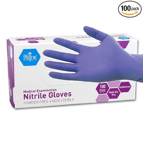 MedPride Powder-Free Nitrile Exam Gloves, Medium, Box/100