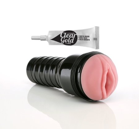 Fleshlight Pink Lady Mini Lotus - Realistic Male Masturbator and Clear Gold Lube