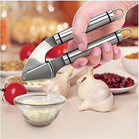 Garlic Press, Mincer, Peeler made of Stainless Steel for Effortless Use and Easy Cleaning - Durable, Large Capacity for Garlic and Ginger.