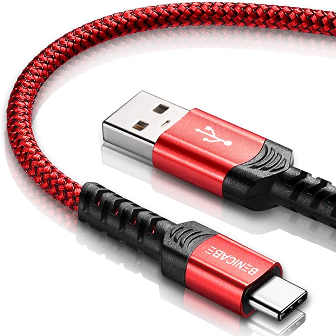USB Type C Cable 3A Fast Charging, Benicabe(2-Pack 6FT) USB-A to USB-C Charge Braided Cord Compatible with Samsung Galaxy S10 S9 S8 S20 Plus, Note 10 9 8, and Other USB C Charger (2pack-6ft, Red)