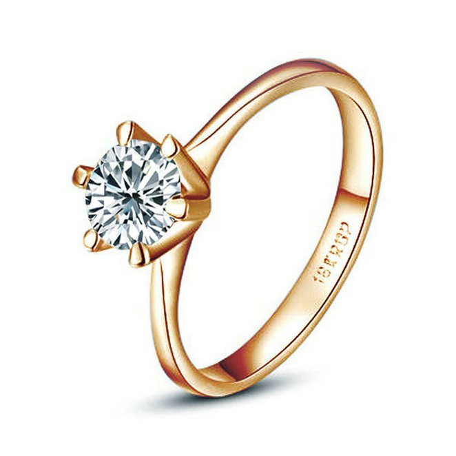[Eternity Series] Yoursfs Unique Solitaire Cubic Zirconia CZ Anniversary Engagement Promise Ring 18K Rose Gold Plated Band