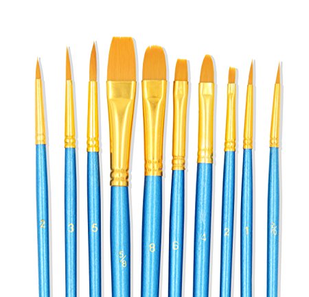 Paint Brushes, StarVast 10pcs Paint Brush Set for Watercolor/Oil/Acrylic/Crafts/Rock & Face Painting
