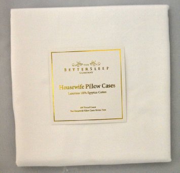 Superior Boutique Hotel Quality 400 Thread Count 100 Egyptian Cotton Housewife Pillowcase Pair - 50 x 75cms Luxurious Sateen Finish-White