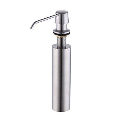 KES Deck-Mounted Kitchen Soap Dispenser, Brass Pump with Large Capacity 17 OZ Stainless Steel Bottle, Brushed Nickel, PSD8-2