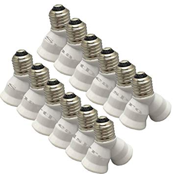 SmartDealsPro 12-Pack E27 Y Shape 1 Male to 2 Female LED Light Splitter Bulb Base Adapter Lamp Holder Converter