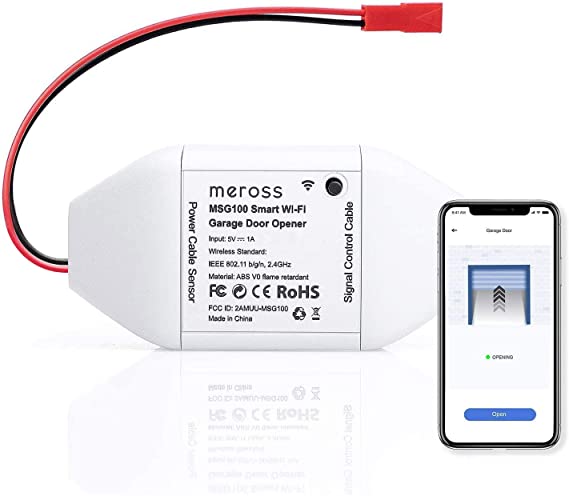 meross Smart Wi-Fi Garage Door Opener Remote, APP Control, Compatible with Alexa, Google Assistant and SmartThings, No Hub Needed