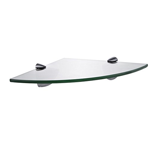 KES BGS3100 Lavatory Bathroom Corner Tempered Glass Shelf 8MM-Thick Wall Mount Triangular, Polished Chrome