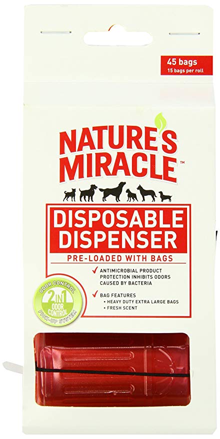 Nature's Miracle NM-5980 45 Count Disposable Waste Bag Dispenser with Pick-Up Bags, Hydrant Shape