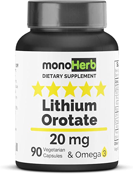 Lithium Orotate 20 mg per Capsule - 90 Vegetarian Capsules