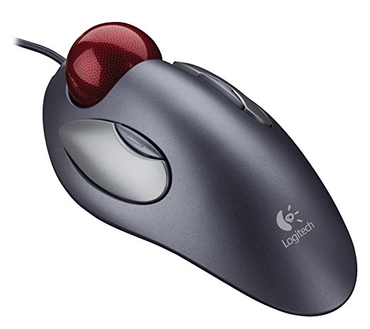 Logitech Trackman Marble Mouse, Four-Button, Programmable, Dark Gray