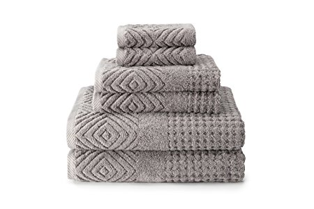 Texere 100% Organic Cotton Jacquard Towels (6-Piece Set, Light Gray) Popular Gifts for Anniversary