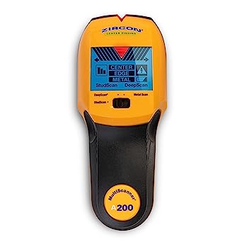 Zircon MultiScanner A200 Electronic Wall Scanner/Center Finding and Edge Finding Stud Finder/Metal Detector/Live AC Wire Detection