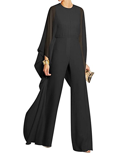 Inorin Women Elegant Long Sleeve Bat Sleeve Solid Slim Long Wide Leg Rompers Jumpsuit Suit