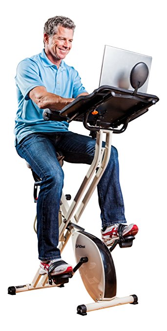 FitDesk Desk Exercise Bike with Massage Bar, White, Universal