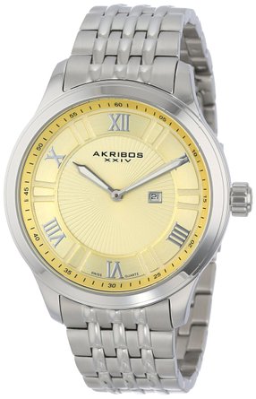Akribos XXIV Mens AK594SS Swiss Stainless Steel Bracelet Date Watch