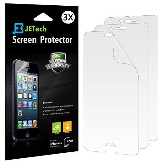 iPhone 6 Screen Protector, JETech 3-Pack Screen Protector Film Retail Packaging for Apple iPhone 6 4.7 Inch (HD Clear) - 0801