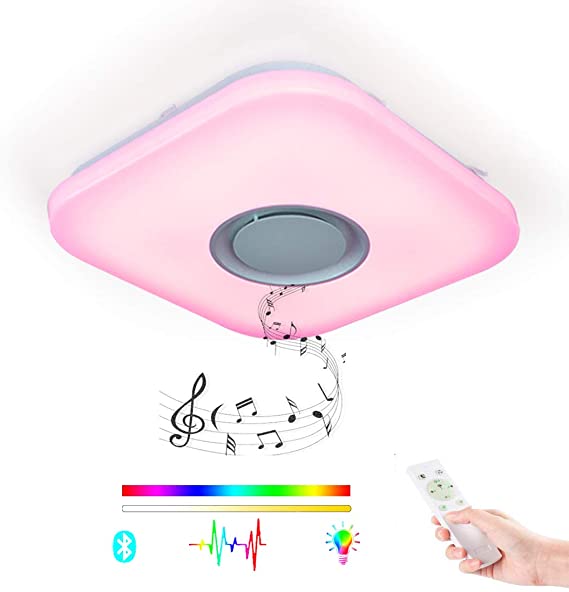 Upgrade Smart APP Ceiling Light with Speaker and Remote,Dimmable RGB Color Changing, Daylight to The Warm Light, Music Ceiling lamp for Kitchen Bedroom Children's Room