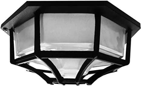 Searchlight 2942BK Hexagonal 6 sided Black IP44 Flush Porch/Outdoor Wall or Ceiling Lantern Light/Lighting