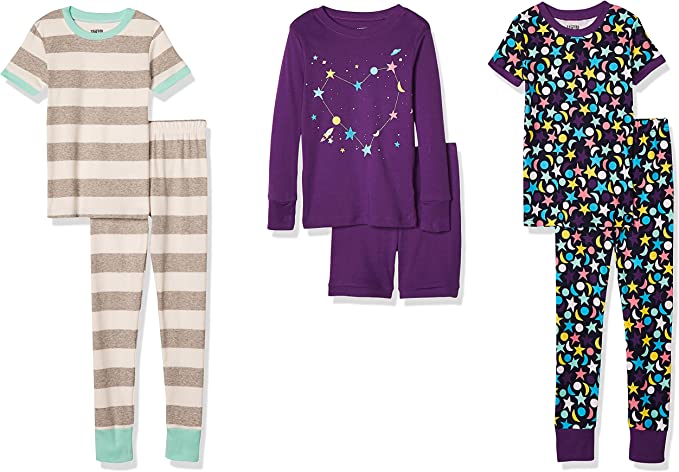 Spotted Zebra Babies, Toddlers, and Girls' Snug-Fit Cotton Pajama Sleepwear Sets, Multipacks