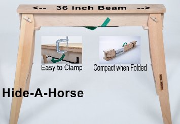 HideAHorse Folding Sawhorses: Lightweight, Sturdy, 1100 lb capacity each, Carry 2 in 1 Hand Easily (2-Pack)