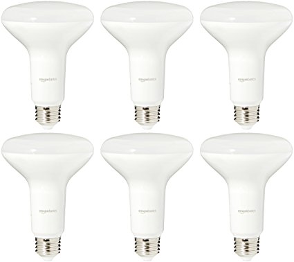 AmazonBasics 65 Watt Equivalent, Soft White, Dimmable, BR30 LED Light Bulb - 6 Pack