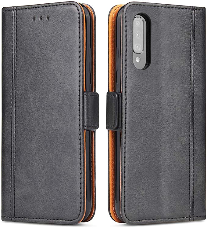 Samsung Galaxy A70 Case, Bozon Wallet Case for Samsung Galaxy A70 Flip Folio Leather Cover with Stand/Card Slots and Magnetic Closure (Black)