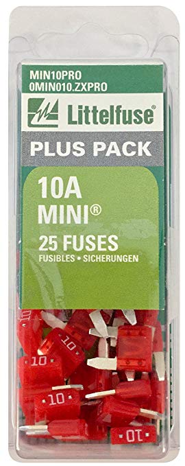 Littelfuse MIN10PRO MINI BP PRO Fast-Acting Automotive Blade Fuse - 25 Piece