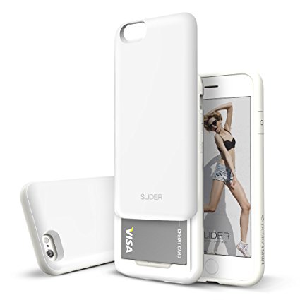 iPhone 6s Case / iPhone 6 Case (4.7") DesignSkin Slider :Best Seller Card Slot Shock Absorption Shockproof 3-Layer Protective Cover Holder Wallet Case Heavy Duty Bumper (White)