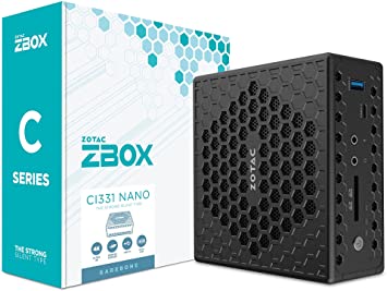 ZOTAC ZBOX CI331 Nano Fanless Silent Mini PC Intel N5100, Intel UHD Graphics, HDMI, VGA, DisplayPort, No Memory/Storage/OS Barebones System, ZBOX-CI331NANO-U