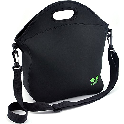 F40C4TMP Insulated Neoprene Lunch Bag with pocket & Adjustable Shoulder Strap Black 7L