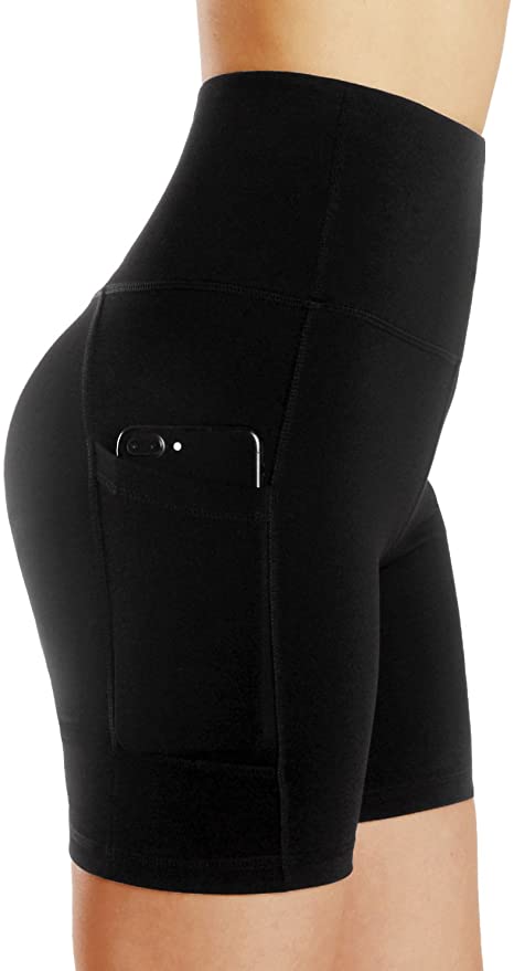 ROSE IN THE BOX Yoga Shorts for Women Workout Shorts Tummy Control Running Shorts with Side Pockets
