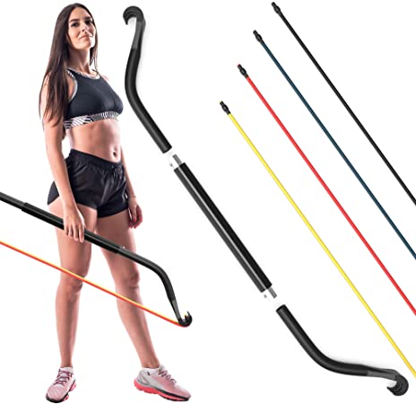 Synergee Resistance Bow. Portable Home Gym with Resistance Bands and Bar System. Collapsible Resistance Bar with Handles. Full Body Workouts for Home, Travel or Outdoors.