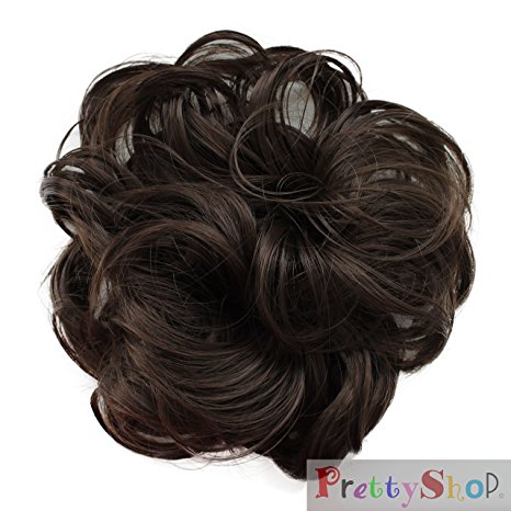 Scrunchy Scrunchie Bun Updo Hairpiece Hair Ribbon Ponytail Extensions brown Curly or Messy