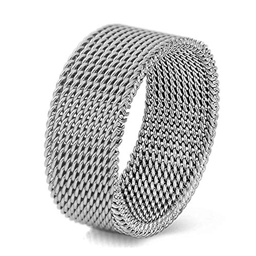 VQYSKO Woven Mesh Rings Stainless Steel Rings for Women Men Jewelry Size 6 to 10