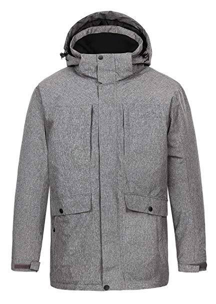 svacuam Men's Outdoor Lined Hooded Waterproof Insulated Winter Parka Rain Jacket Anorak Puffer Coat