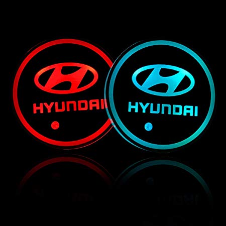 Auto Sport 2PCS LED Cup Holder Mat Pad Coaster with USB Rechargeable Interior Decoration Light Fit Hyundai Accessories