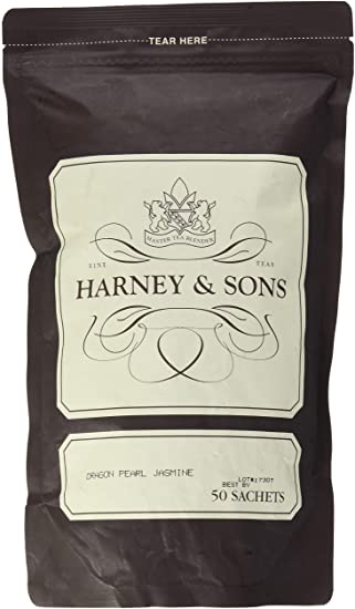 Harney & Sons Dragon Pearl Jasmine Tea - Floral and Sweet Aroma, High Quality, Great Present Idea - Bag of 50 Sachets
