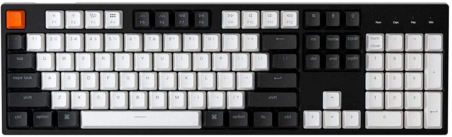 Keychron C2 Full Size Wired Mechanical Keyboard for Mac, Hot-swappable, Gateron Red Switch, RGB Backlight, 104 Keys Double Shot ABS keycaps Gaming Keyboard for Windows, USB-C Type-C Braid Cable