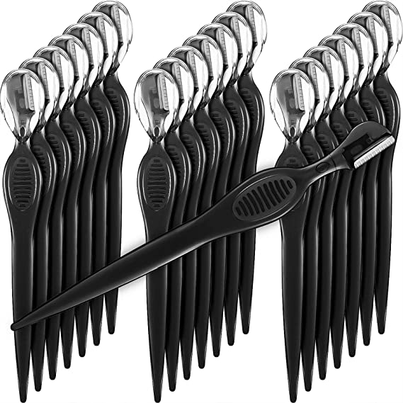 21 Pieces Eyebrow Razors Shaver Facial Razor Multipurpose Face Trimmers with Precision Cover for Women Makeup Face Care Tools (Black)