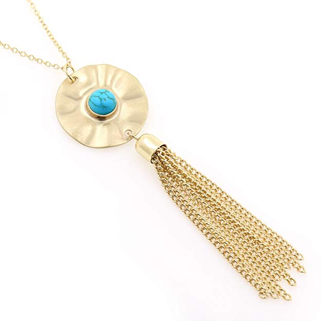 KISSPAT Women's Long Necklace Gold Tassel Pendant Long Chain Necklaces for Women Girls