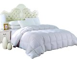 Royal Hotels Queen Size Down-Comforter 650-Fill-Power 100  Egyptian-Cotton Shell 300TC - Stripe White