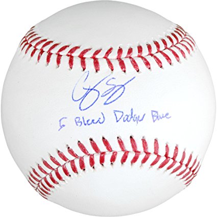 Corey Seager Los Angeles Dodgers Autographed Baseball with I Bleed Dodger Blue Inscription - Autographed Baseballs