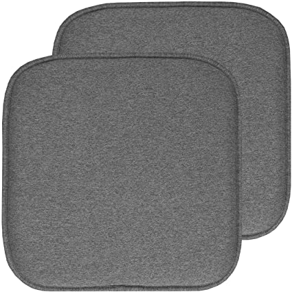 Sweet Home Collection Chair Cushion Memory Foam Pads Honeycomb Pattern Slip Non Skid Rubber Back Rounded Square 16" x 16" Seat Cover,  2 Pack, Charlotte Gray